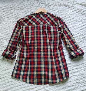ZARA Chic Plaid Ruffle Button-Up Shirt