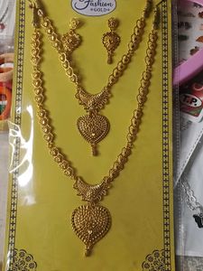 Gold Toned Necklace and Earrings Set
