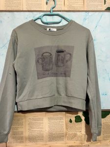 Graphic Print Cropped Sweatshirt
