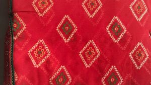 Elegant Red Saree with Golden Motifs