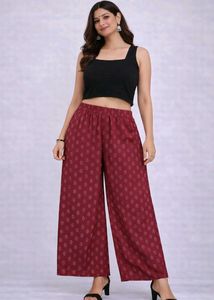Maroon Printed Palazzo Pants