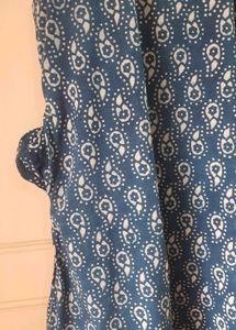 Indigo color Batik Print  A line kurti