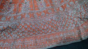 orange dabka work lehanga
