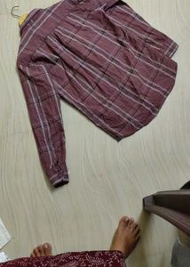 Maroon Plaid Men's Casual Shirt