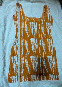 Orange Tie-Dye Sleeveless short Kurta