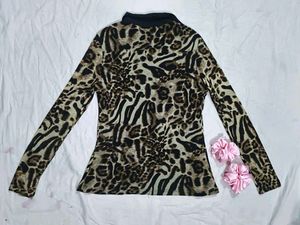 Vintage Animal Print Shirt Typ Top