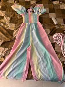Pastel Rainbow Striped Jumpsuit
