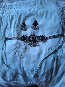 Oxidized Silver Necklace &amp; Earring Set