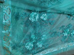 Stunning Teal Embroidered Saree