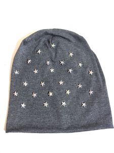 Grey Beanie with Silver Stars