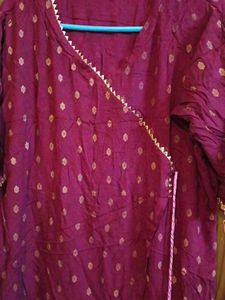Maroon Kurta Set with Printed Pants