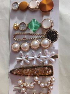 Set of 7 Elegant Hair Clips with Pearls