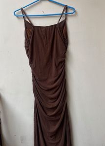 Brown Ruched Bodycon Maxi Dress 🤎