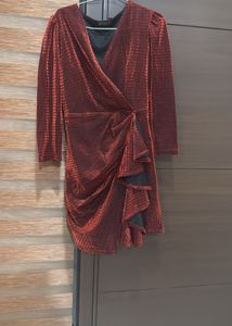 Sparkling Red Wrap Dress