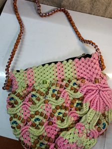 Boho Macrame Shoulder Bag with Beads