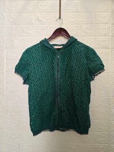 Cutout Short Sleeve Hoodie
