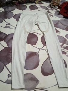 Women's White Mesh Panel Leggings for gym wear