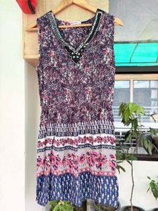 Boho Print Sleeveless Mini Dress