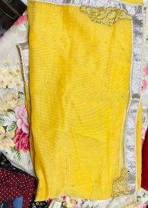 Vibrant Yellow Saree with paisley motifs