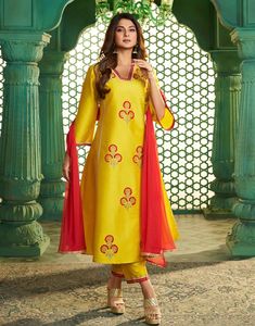 Vibrant Yellow Kurta Set with Dupatta