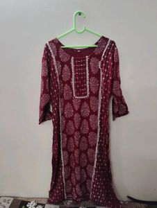 Maroon Printed Kurti✨
