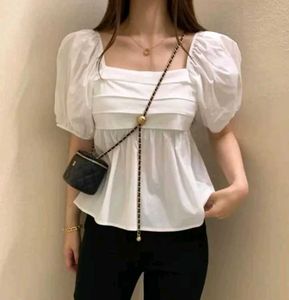 Stylish White Puff Sleeve Top 🤍👗