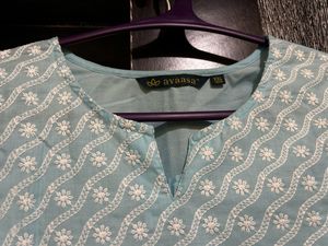 Avaasa Sky Blue Colour Straight Kurta Size XXL