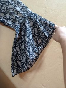 Elegant Black &amp; White Printed Gown