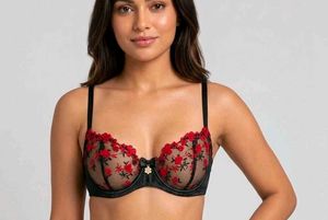 25279. Black Embroidered Sheer Bra