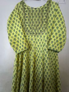 Beautiful Yellow Floral long kurta