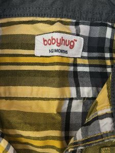 Babyhug Yellow Plaid Shirt and galac pant