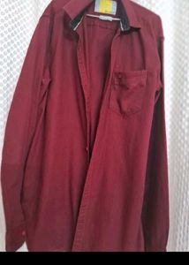 Men's Burgundy Button-Up Shirt