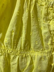 Bright Yellow Puff Sleeve Lace-Up Top