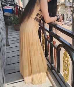 golden anarkali gown