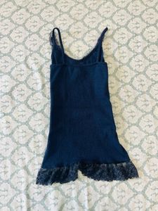 Charming Blue Lace Trim Cami Top
