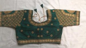 Bridal Blouse, Embroidered Green Blouse, Festive,