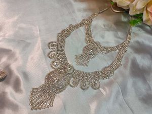 Double Layer AD  Necklace Set With Mangtika
