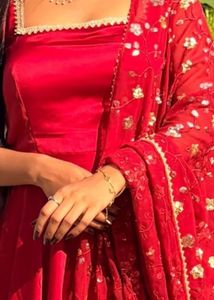 Beautiful Red Ethnic Anarkali Suit Set | 3 Piece