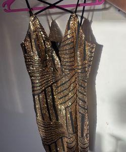 Sparkling Gold &amp; Black Sequin Dress