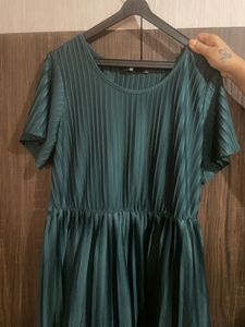 Elegant Pleated Teal Dress
