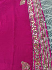 Hot Pink Embellished Gota Parti Saree