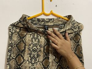 Shein Snakeskin Print Bell Bottom Pants