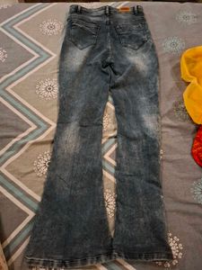 Flare Leg Acid Wash Jeans