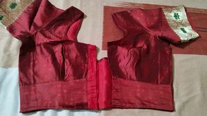 Elegant Green &amp; maroon banarasi Sari with blouse
