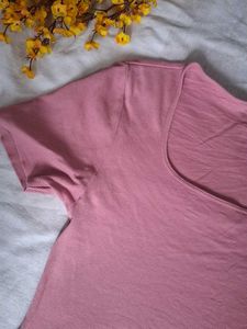 Chic Rose Pink Square Neck Top