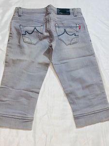 Gray Cropped Denim Jeans