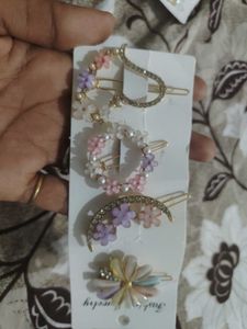 Cute Flower & Moon Hair Clips Set