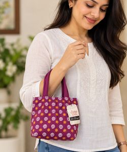 Jute Cottage Purple Floral Tote Bag