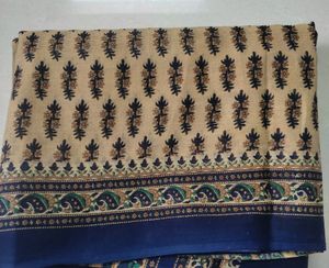 Tan Navy Blue Combo Printed DesignSaree #flashsale