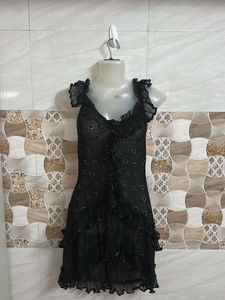 Black Ruffle Mini Dress